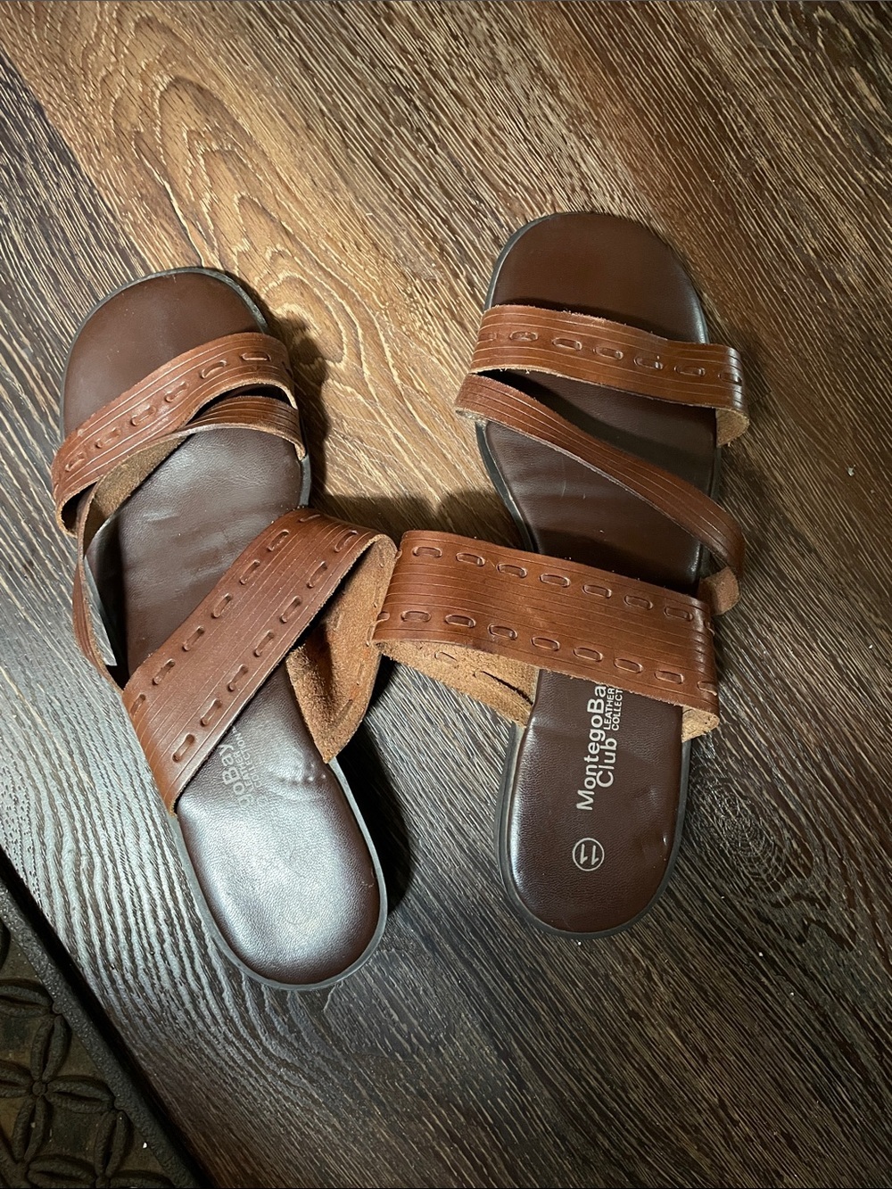 Montego Bay Club Brown Strappy Slide Sandals